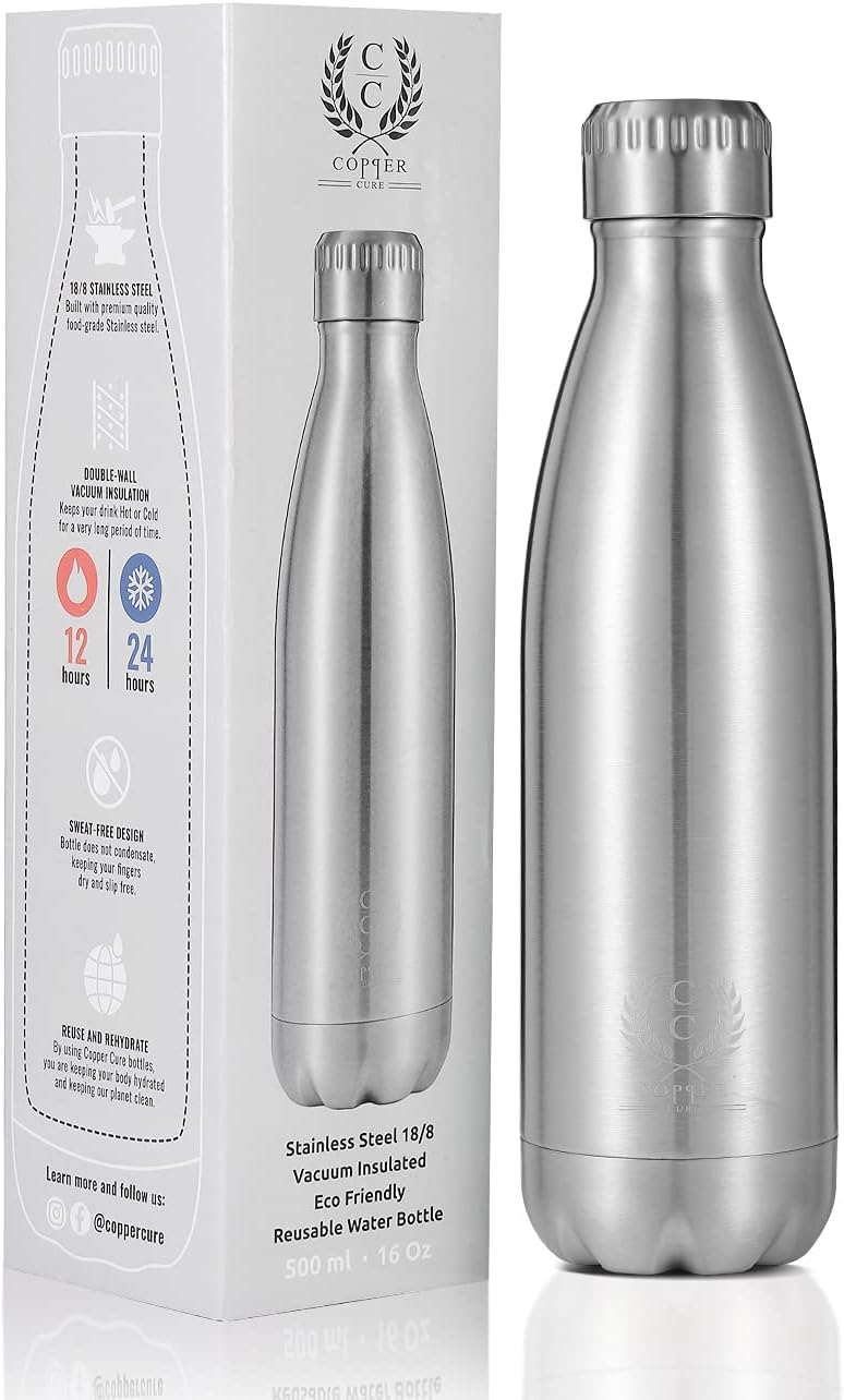 Stainless Steel Water Bottle Vacuum Insulated Double Walled, Vacuum-Insulated Water Thermos, 500ml