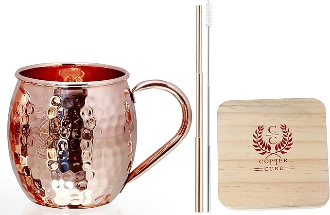 Pure Copper Hammered Mug - 16 Oz