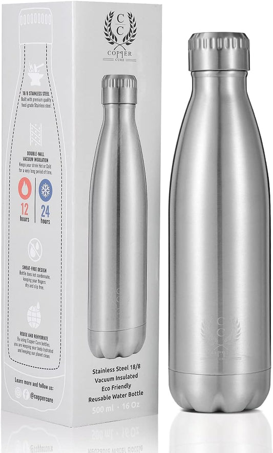 Stainless Steel Water Bottle Vacuum Insulated Double Walled, Vacuum-Insulated Water Thermos, 500ml