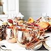 Moscow Mule Copper Mugs - Set of 4-100% HANDCRAFTED - Food Safe Pure Solid Copper Mugs - 16 oz Gift Set with BONUS: Premium Quality Cocktail Copper Straws and Wooden Coasters