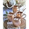 Moscow Mule Copper Mugs - Set of 4-100% HANDCRAFTED - Food Safe Pure Solid Copper Mugs - 16 oz Gift Set with BONUS: Premium Quality Cocktail Copper Straws and Wooden Coasters