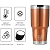 Copper Cure Stainless Steel Vacuum Insulated 30 oz Tumbler - Coffee Cup, Double Wall Tumbler, Travel Mug w/ Lid, Straws set and Straw Cleaning Brush, keeps the Drinks Cold or Hot for Hours