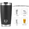 Stainless Steel Tumbler 20 Oz Black, Coffee Cup, Double Wall Tumbler Travel Mug w/Lid & Straws, keeps the Drinks Cold or Hot for Hours