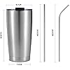 Stainless Steel Tumbler 20 Oz, Coffee Cup, Double Wall Tumbler Travel Mug w/ Lid & Straws, keeps the Drinks Cold or Hot for Hours