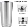 Stainless Steel Tumbler 20 Oz, Coffee Cup, Double Wall Tumbler Travel Mug w/ Lid & Straws, keeps the Drinks Cold or Hot for Hours