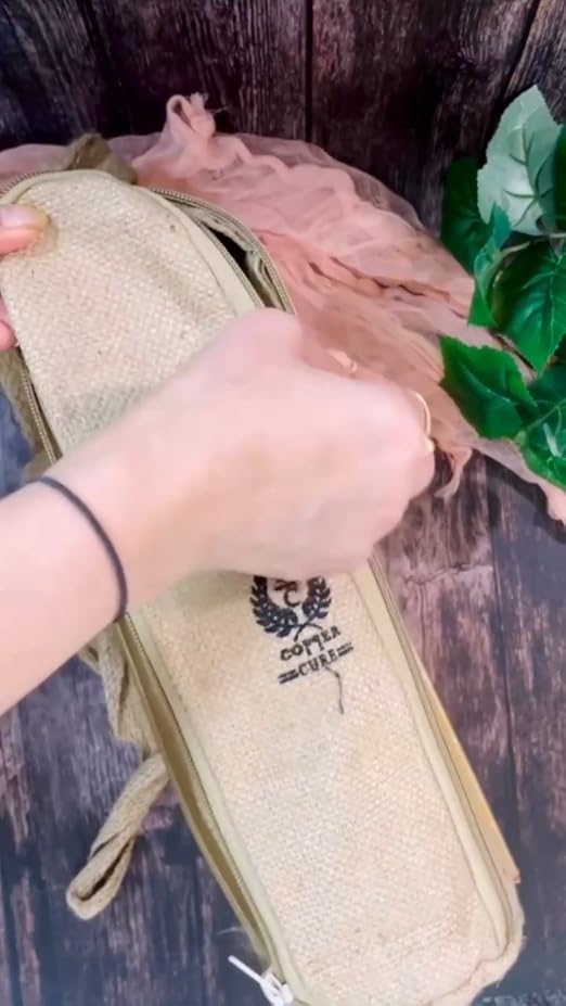 Pure Copper Bottle with Jute Bag, Solid Copper Handcrafted Hammered Bottle, Capacity 34 Oz/1000 ml Copper Bottle for Home, Office, Hotel and Gifting