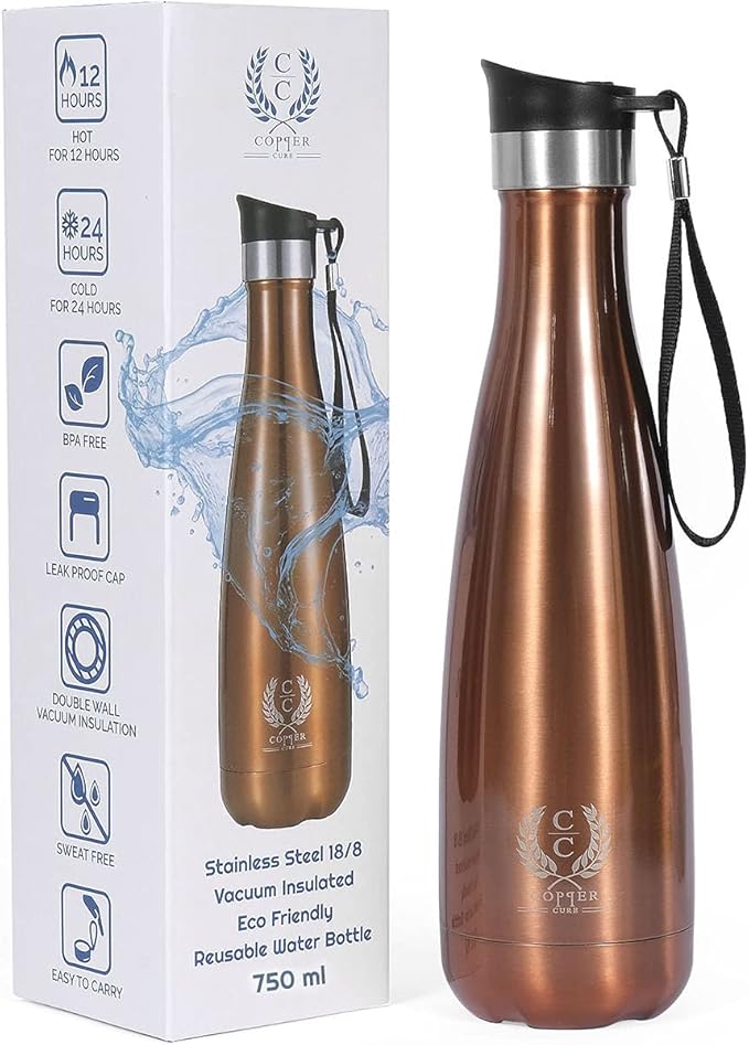 Stainless Steel Vacuum Insulated 25 Oz Bottle, Flask Sports Water Bottle, Thermos Bottle, Double Walled Insulation that keeps the drink Cold or Hot up to 24 hours