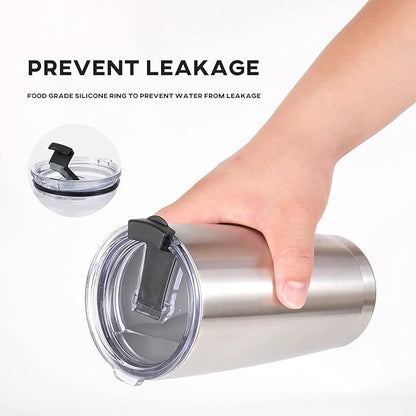 Stainless Steel Tumbler 20 Oz, Coffee Cup, Double Wall Tumbler Travel Mug w/ Lid & Straws, keeps the Drinks Cold or Hot for Hours